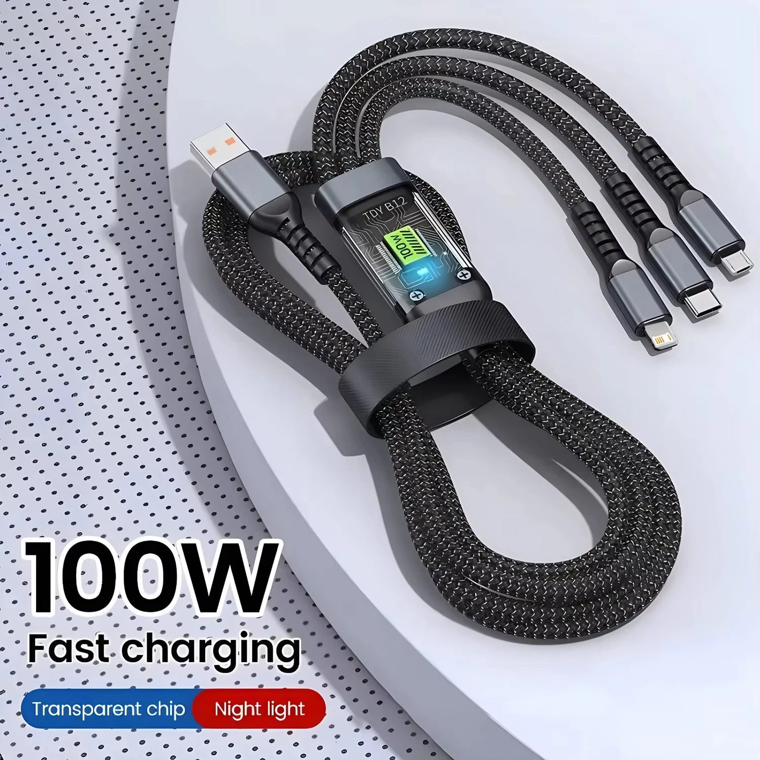 3-in-1 USB 100W 6A Fast Charger Cable